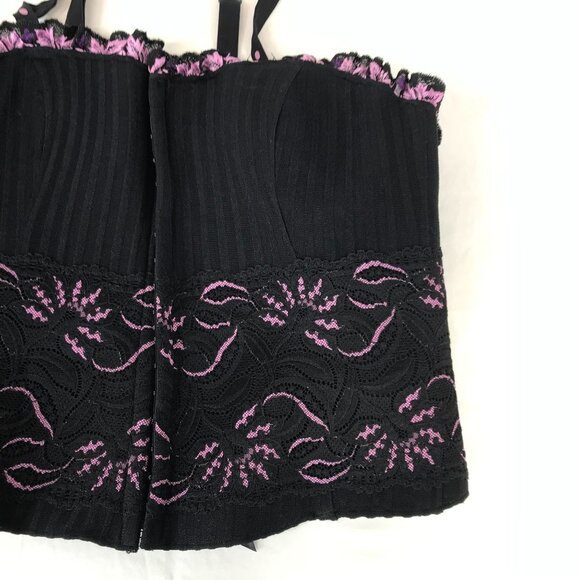 CACIQUE - WOMEN'S 18/20 - BLACK LACE-UP HOOK & EYE CORSET - Picture 4 of 6